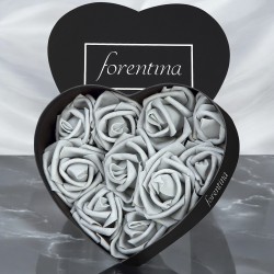 Forentina Gri Metal Kol Saati-Sonsuzluk Bileklik-Kalpli Kutuda Gri Güllü Hediye Set PS3970